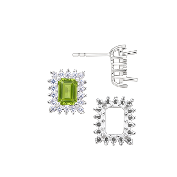 Emerald Cluster Earrings with Push Post