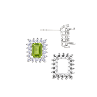 Emerald Cluster Earrings with Push Post