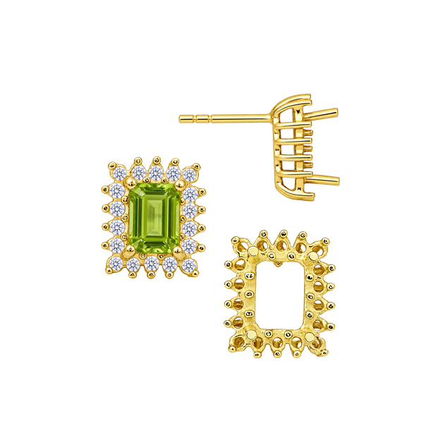 Emerald Cluster Earrings with Push Post