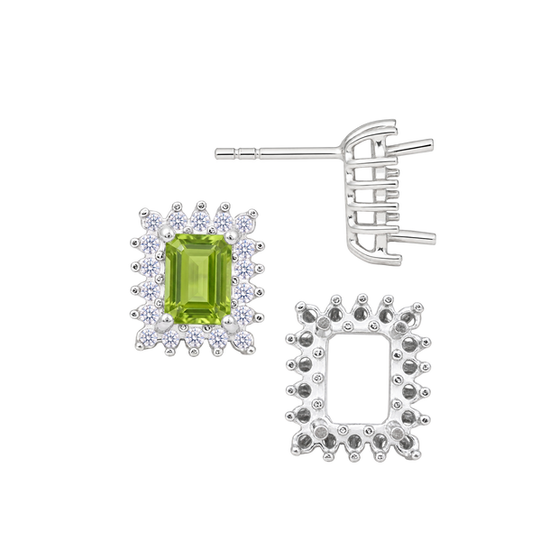 Emerald Cluster Earrings with Push Post