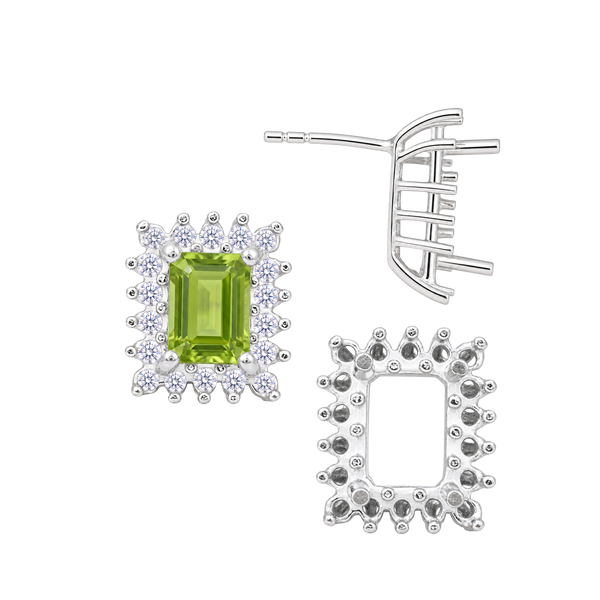 Emerald Cluster Earrings with Push Post
