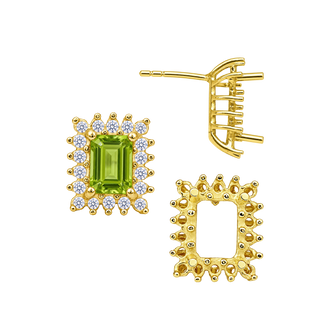 Emerald Cluster Earrings with Push Post