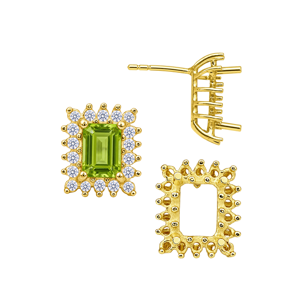 Emerald Cluster Earrings with Push Post