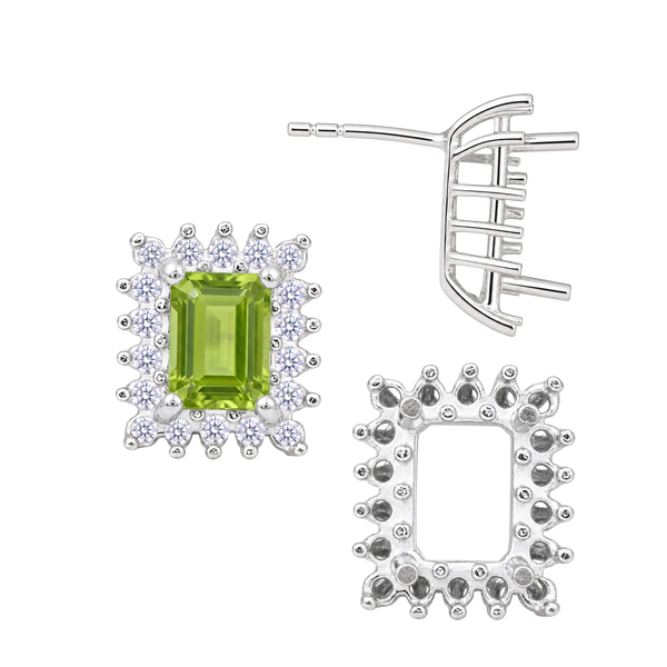Emerald Cluster Earrings with Push Post