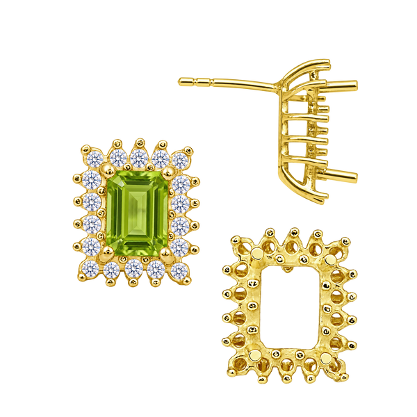 Emerald Cluster Earrings with Push Post