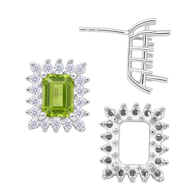 Emerald Cluster Earrings with Push Post