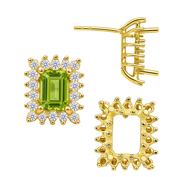 Emerald Cluster Earrings with Push Post