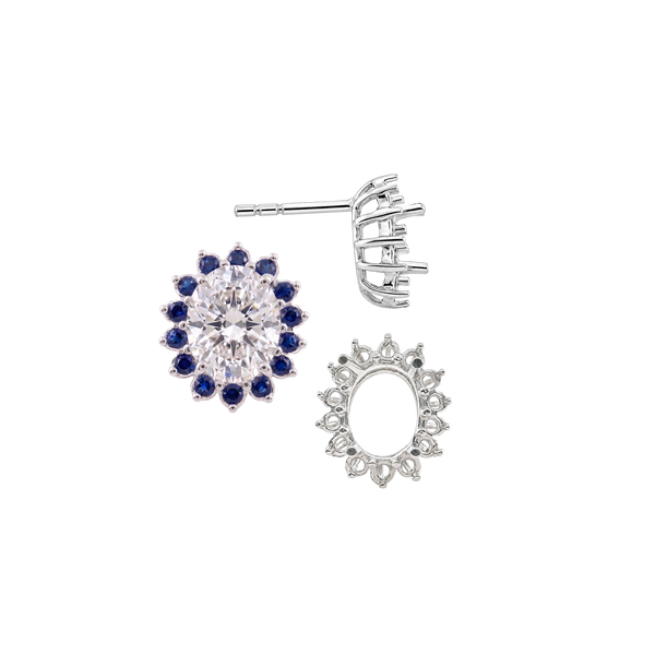 Oval Cluster Earrings with Push Post