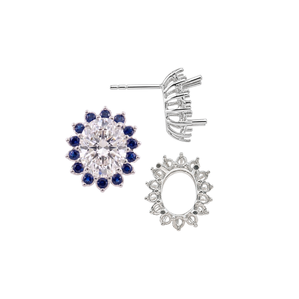 Oval Cluster Earrings with Push Post