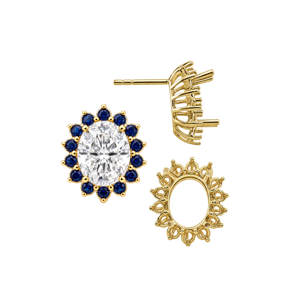 Oval Cluster Earrings with Push Post