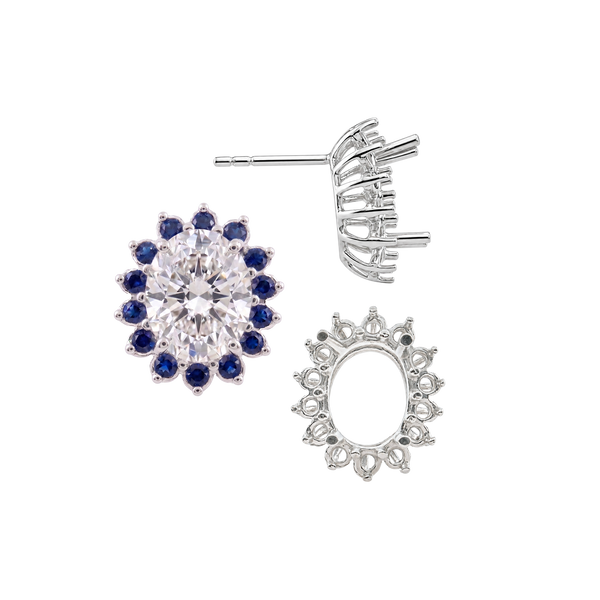 Oval Cluster Earrings with Push Post