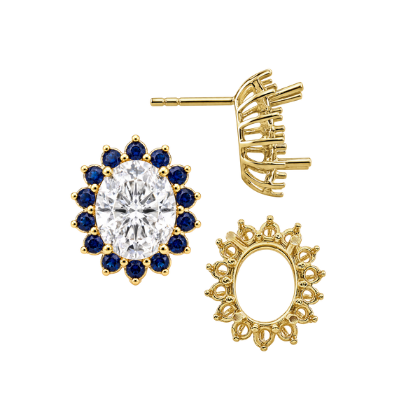 Oval Cluster Earrings with Push Post