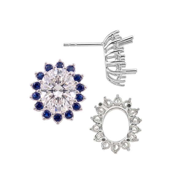 Oval Cluster Earrings with Push Post