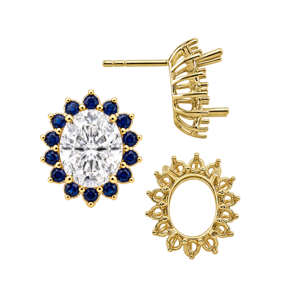 Oval Cluster Earrings with Push Post