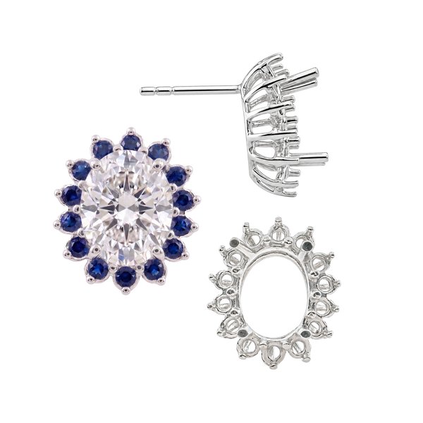 Oval Cluster Earrings with Push Post