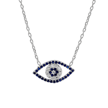 Load image into Gallery viewer, ITI NYC Evil Eye Necklace in Sterling Silver
