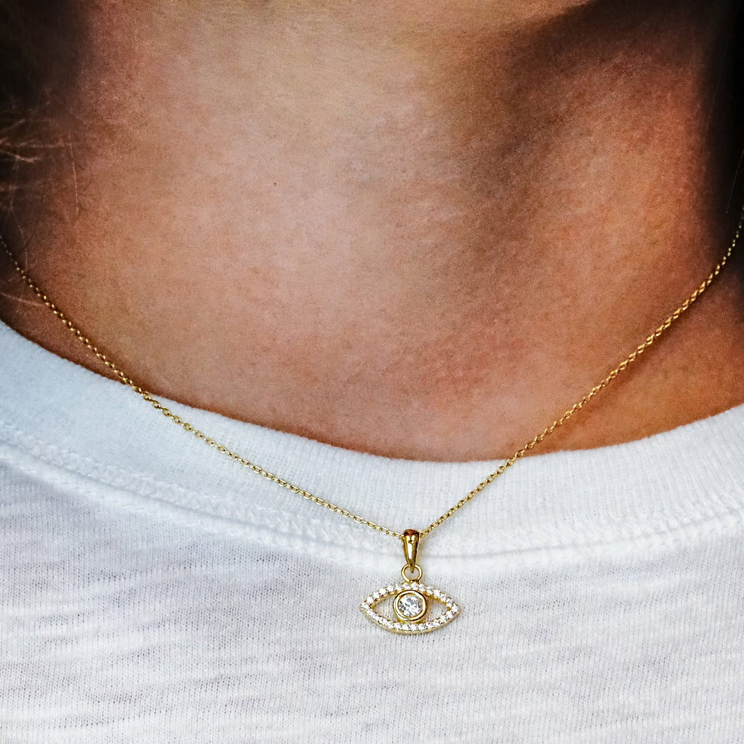 ITI NYC Evil Eye Pendant with Diamonds in 14K Gold
