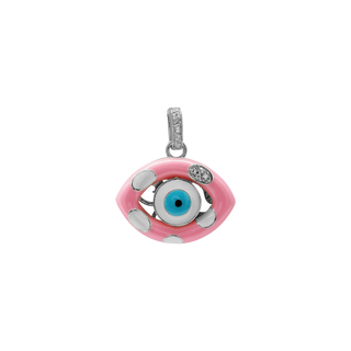 ITI NYC Evil Eye Pendant with Pink and White Enamel in Sterling Silver