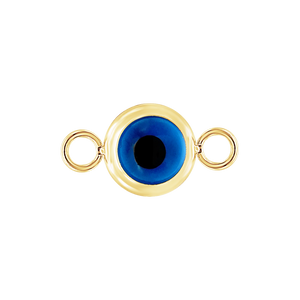 14K Gold Evil Eye Pendant with Two Rings
