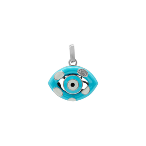 ITI NYC Evil Eye Pendant with Blue and White Enamel in Sterling Silver