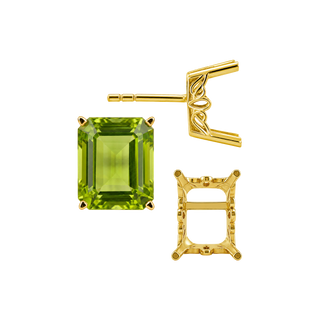 Emerald Filigree Earrings with Push Post