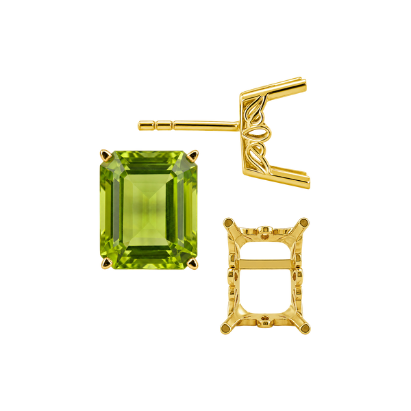 Emerald Filigree Earrings with Push Post