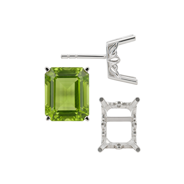 Emerald Filigree Earrings with Push Post