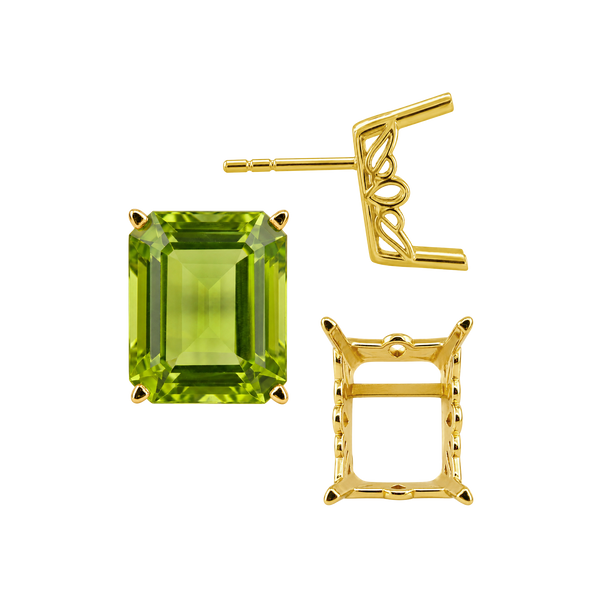 Emerald Filigree Earrings with Push Post