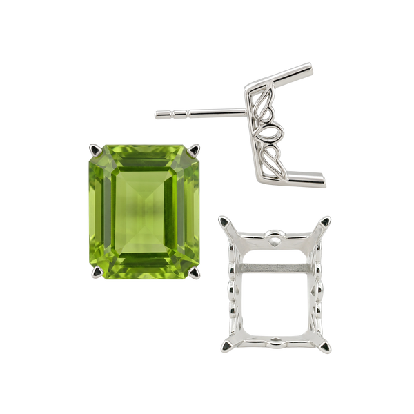 Emerald Filigree Earrings with Push Post