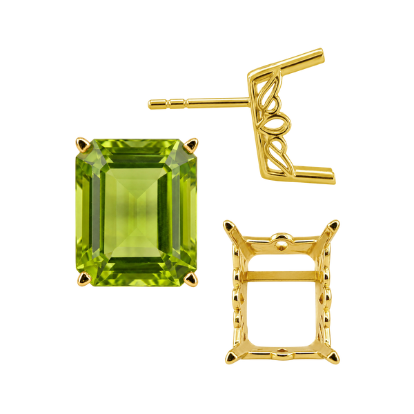 Emerald Filigree Earrings with Push Post