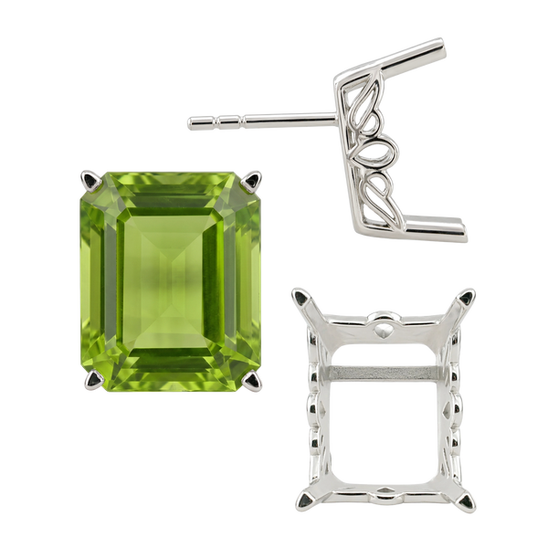 Emerald Filigree Earrings with Push Post