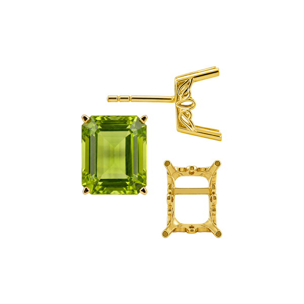 Emerald Filigree Earrings with Push Post