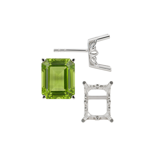 Emerald Filigree Earrings with Push Post