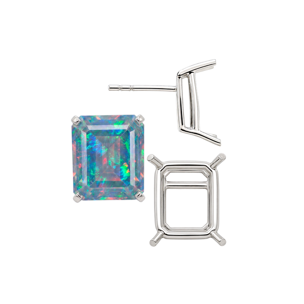 Emerald Four Prong Basket Earrings