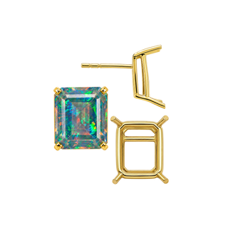 Emerald Four Prong Basket Earrings