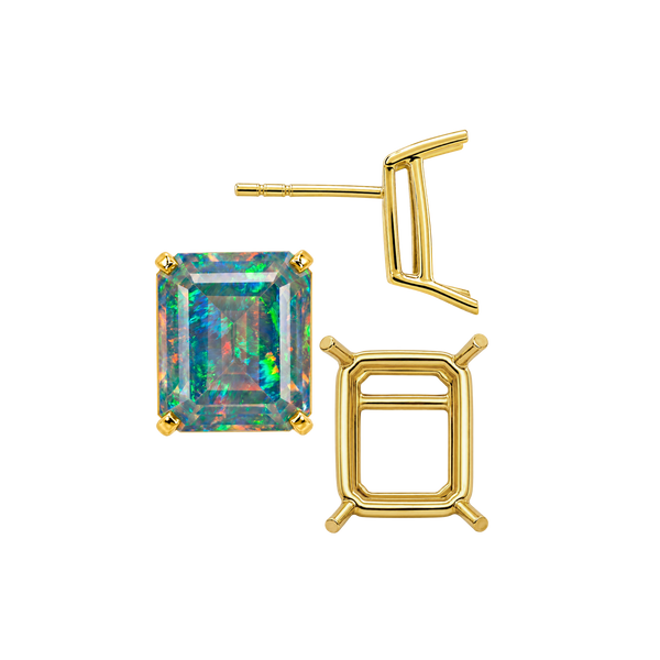 Emerald Four Prong Basket Earrings