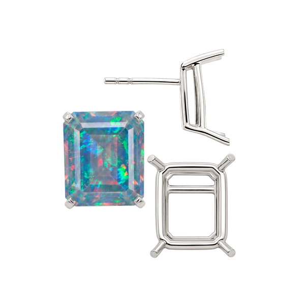 Emerald Four Prong Basket Earrings