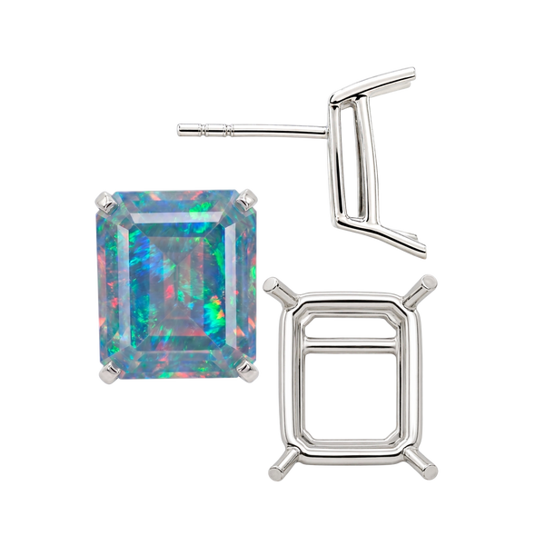 Emerald Four Prong Basket Earrings