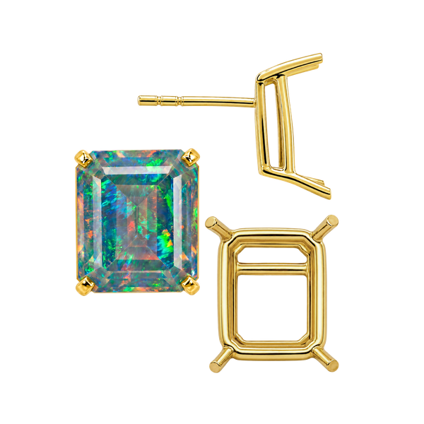 Emerald Four Prong Basket Earrings