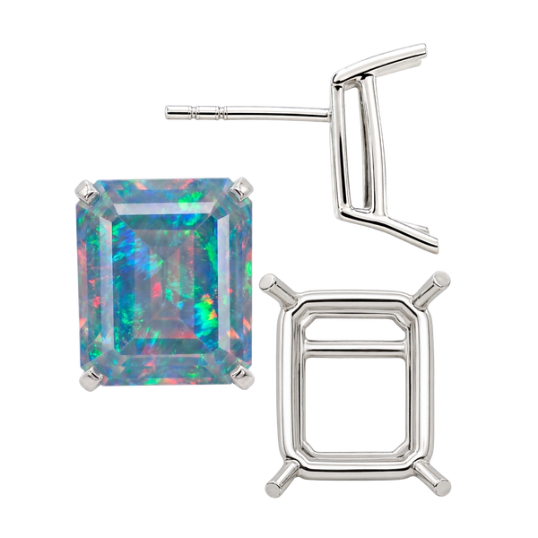 Emerald Four Prong Basket Earrings
