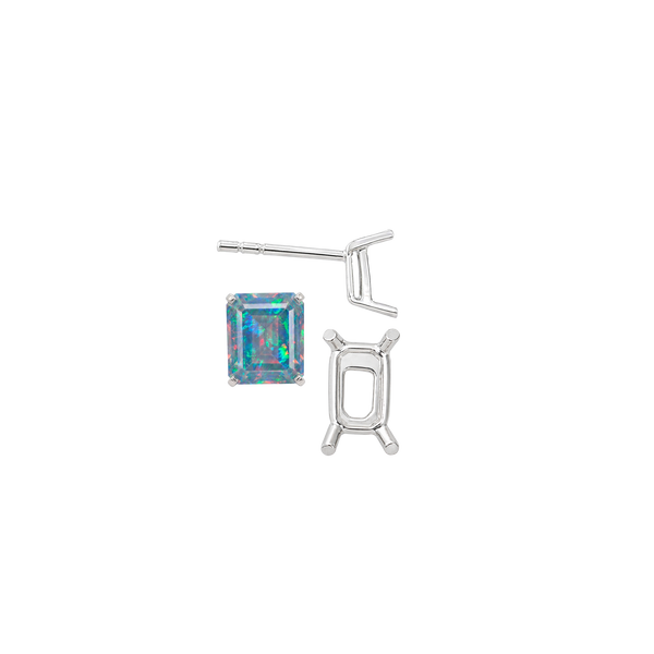 Emerald Four Prong Basket Earrings