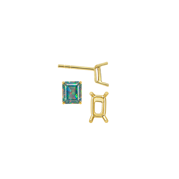 Emerald Four Prong Basket Earrings