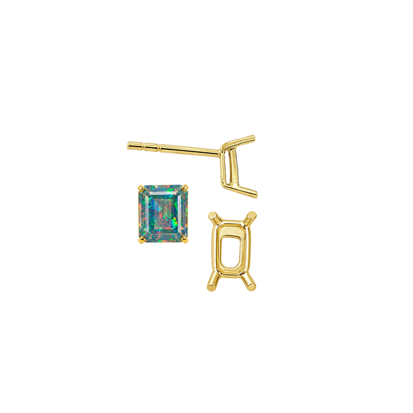 Emerald Four Prong Basket Earrings
