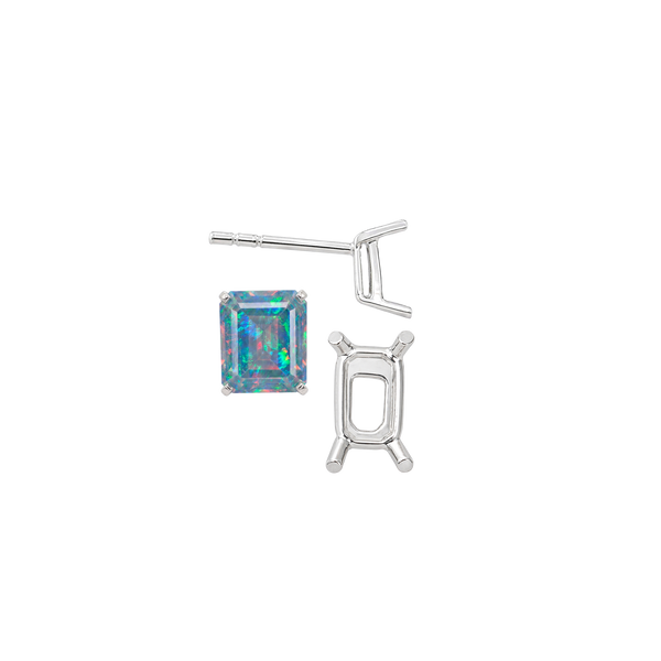 Emerald Four Prong Basket Earrings
