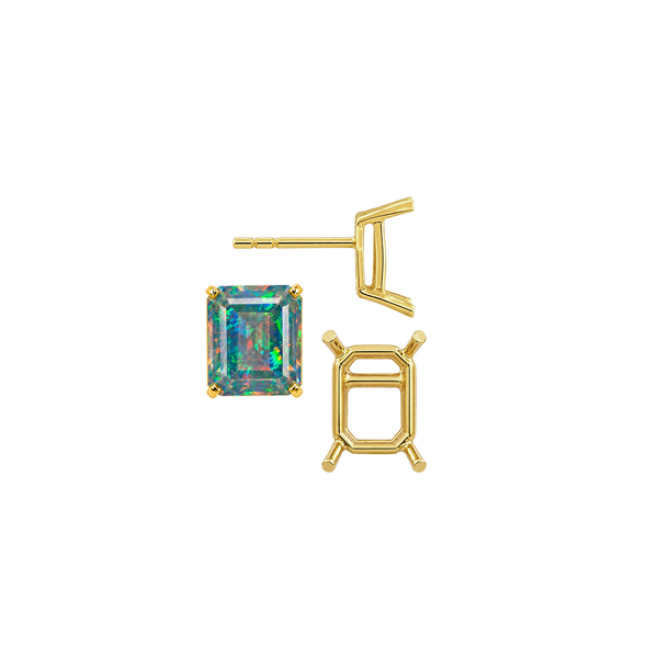 Emerald Four Prong Basket Earrings