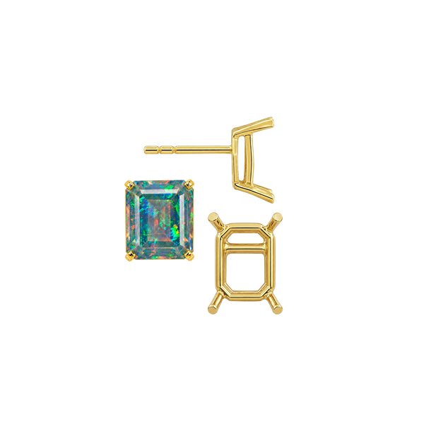 Emerald Four Prong Basket Earrings