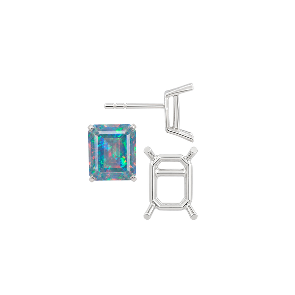 Emerald Four Prong Basket Earrings