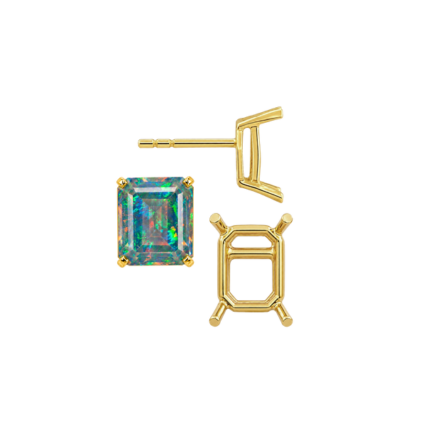 Emerald Four Prong Basket Earrings