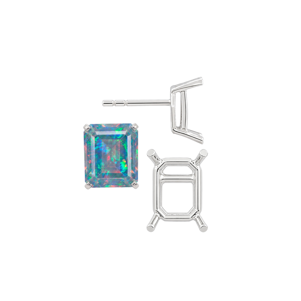 Emerald Four Prong Basket Earrings