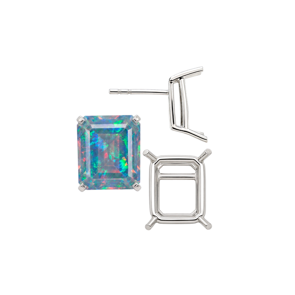 Emerald Four Prong Basket Earrings
